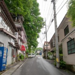 2008-06-21-15-02-17 川原湯温泉の通り（駅方面から温泉街に向けて）<br>ダムに沈むために移転が予定されている川原湯温泉へのドライブ