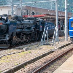 2008-08-03-15-00-05水上駅構内のSL入れ替え作業中<br>水上から上野までEL（電気機関車）SL（蒸気機関車）の旅