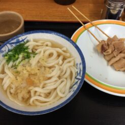 2014-07-19-12-43-41善通寺市 山下うどんのうどん<br>サンライズ瀬戸で高松に向かい、うどんタクシー、金比羅山、高松港と志度、岡山を巡った