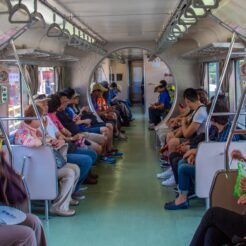 2016-08-14-10;43台湾 新北市瑞芳区 三貂嶺車站 車内の風景<br>十分老街から台鉄平渓線で瑞芳から九份で家庭料理、龍山寺・中正紀念堂と夜は皇廷料理を食べて士林夜市・五分埔へ