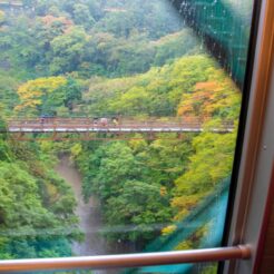 2017-10-29 10;58 塔ノ沢 箱根登山鉄道 早川橋梁<br>箱根登山鉄道やケーブルカー・ロープウェイで芦ノ湖に泊まり、箱根駒ヶ岳、海賊船で芦ノ湖、大涌谷を回った