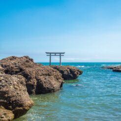 2019-09-07 12;40 東茨城郡大洗町 大洗磯前神社 海と鳥居<br>茨城の大洗・鹿島から千葉の銚子をレンタカーで旅した